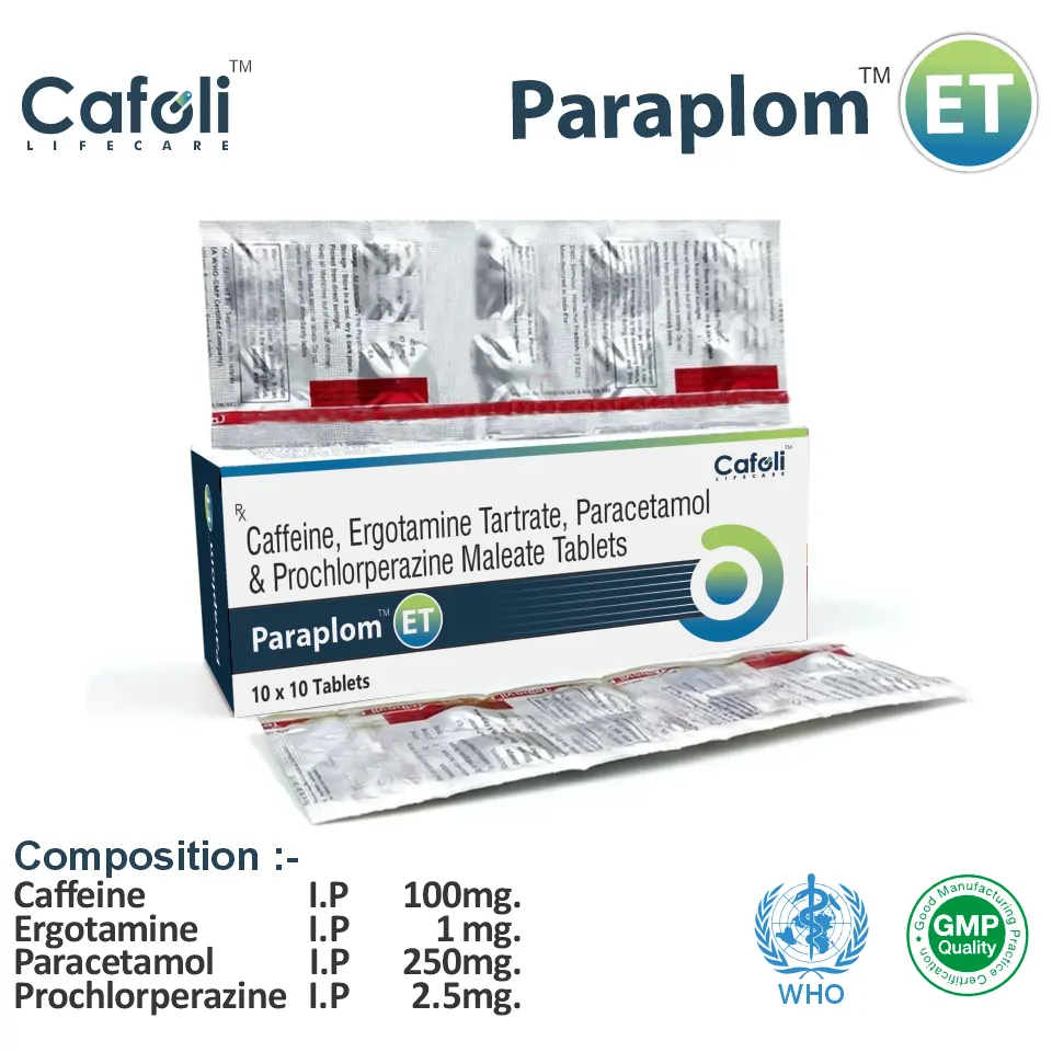 Caffeine 100mg + Ergotamine 1mg + Paracetamol 250mg + Prochlorperazine 2.5mg Tablet in PCD Pharma Franchise at Best Price